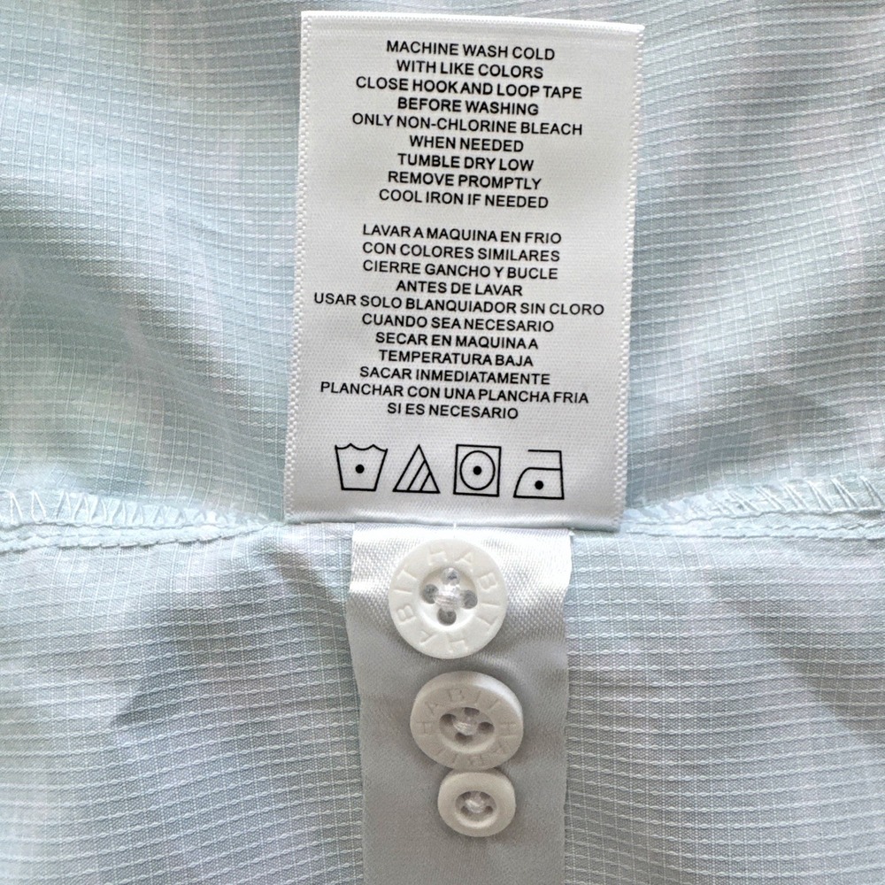 Habit Fishing Shirt River Run Aqua Splash White Fish Print Men's Size L UPF 50 - Picture 8 of 8